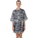 Ethno Seamless Pattern Half Sleeve Satin Kimono 