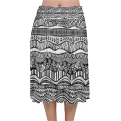 Velvet Flared Midi Skirt 