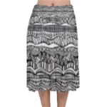 Ethno Seamless Pattern Velvet Flared Midi Skirt