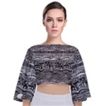 Ethno Seamless Pattern Tie Back Butterfly Sleeve Chiffon Top