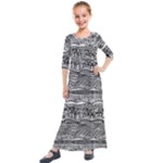 Ethno Seamless Pattern Kids  Quarter Sleeve Maxi Dress
