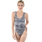 Ethno Seamless Pattern High Leg Strappy Swimsuit