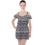 Ethno Seamless Pattern Ruffle Cut Out Chiffon Playsuit