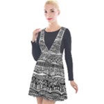 Ethno Seamless Pattern Plunge Pinafore Velour Dress