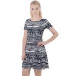 Ethno Seamless Pattern Cap Sleeve Velour Dress 