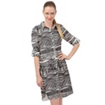 Ethno Seamless Pattern Long Sleeve Mini Shirt Dress