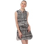 Ethno Seamless Pattern Sleeveless Shirt Dress