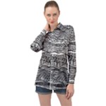 Ethno Seamless Pattern Long Sleeve Satin Shirt