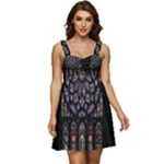 Rosette Cathedral Ruffle Strap Babydoll Chiffon Dress