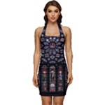 Rosette Cathedral Sleeveless Wide Square Neckline Ruched Bodycon Dress