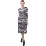 Ethno Seamless Pattern Ruffle End Midi Chiffon Dress