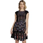 Rosette Cathedral Cap Sleeve High Waist Dress