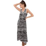 Ethno Seamless Pattern V-Neck Chiffon Maxi Dress