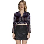 Rosette Cathedral Long Sleeve Tie Back Satin Wrap Top