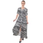 Ethno Seamless Pattern Waist Tie Boho Maxi Dress