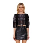 Rosette Cathedral Mid Sleeve Drawstring Hem Top