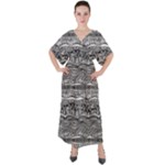 Ethno Seamless Pattern V-Neck Boho Style Maxi Dress