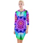 Ornament Kaleidoscope Quarter Sleeve Hood Bodycon Dress