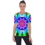 Ornament Kaleidoscope Shoulder Cut Out Short Sleeve Top