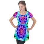 Ornament Kaleidoscope Puff Sleeve Tunic Top