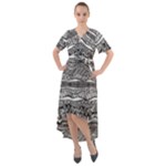 Ethno Seamless Pattern Front Wrap High Low Dress