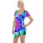Ornament Kaleidoscope Short Sleeve Asymmetric Mini Dress