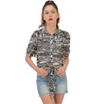Ethno Seamless Pattern Tie Front Shirt 