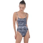 Ethno Seamless Pattern Tie Strap One Piece Swimsuit