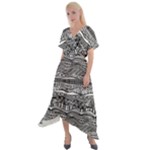 Ethno Seamless Pattern Cross Front Sharkbite Hem Maxi Dress