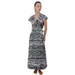 Ethno Seamless Pattern Flutter Sleeve Maxi Dress