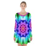 Ornament Kaleidoscope Long Sleeve Velvet V-neck Dress