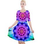 Ornament Kaleidoscope Quarter Sleeve A-Line Dress