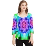 Ornament Kaleidoscope Chiffon Quarter Sleeve Blouse