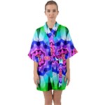 Ornament Kaleidoscope Half Sleeve Satin Kimono 
