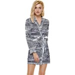 Ethno Seamless Pattern Long Sleeve Satin Robe