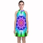 Ornament Kaleidoscope Velvet Halter Neckline Dress 