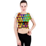 Cube Diced Tile Background Image Crew Neck Crop Top