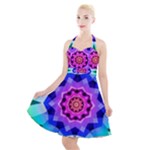 Ornament Kaleidoscope Halter Party Swing Dress 