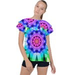 Ornament Kaleidoscope Ruffle Collar Chiffon Blouse