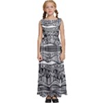 Ethno Seamless Pattern Kids  Satin Sleeveless Maxi Dress