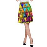 Cube Diced Tile Background Image A-Line Skirt