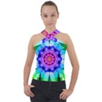 Ornament Kaleidoscope Cross Neck Velour Top