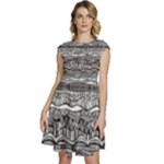 Ethno Seamless Pattern Cap Sleeve High Waist Dress