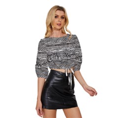 Mid Sleeve Drawstring Hem Top 