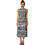 Ethno Seamless Pattern Sleeveless Round Neck Midi Dress