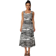 Square Neckline Tiered Midi Dress 