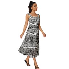 Square Neckline Tiered Midi Dress 