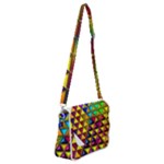 Cube Diced Tile Background Image Shoulder Bag with Back Zipper