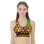 Cube Diced Tile Background Image Sports Bra with Border