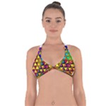 Cube Diced Tile Background Image Halter Neck Bikini Top